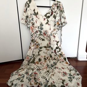Amour Vert Silk Blended Retro Floral Dress